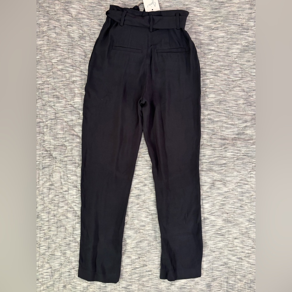 Joie Ianna Pleated Ankle Straight Leg Belted Women Pants In Caviar Sz 2 NWT - - Picture 11 of 15